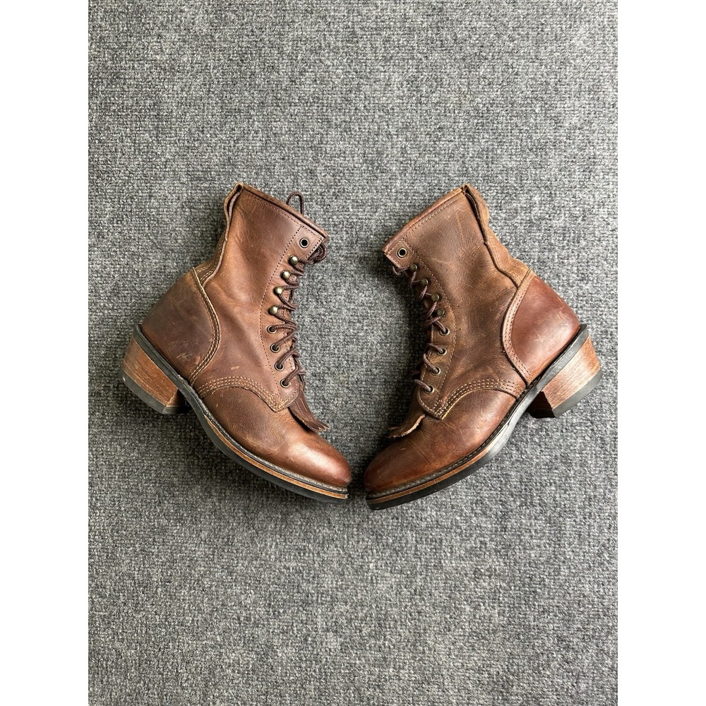 Womens Durango Brown Leather Lace Up Western Ankle Boots, Size US 8 M